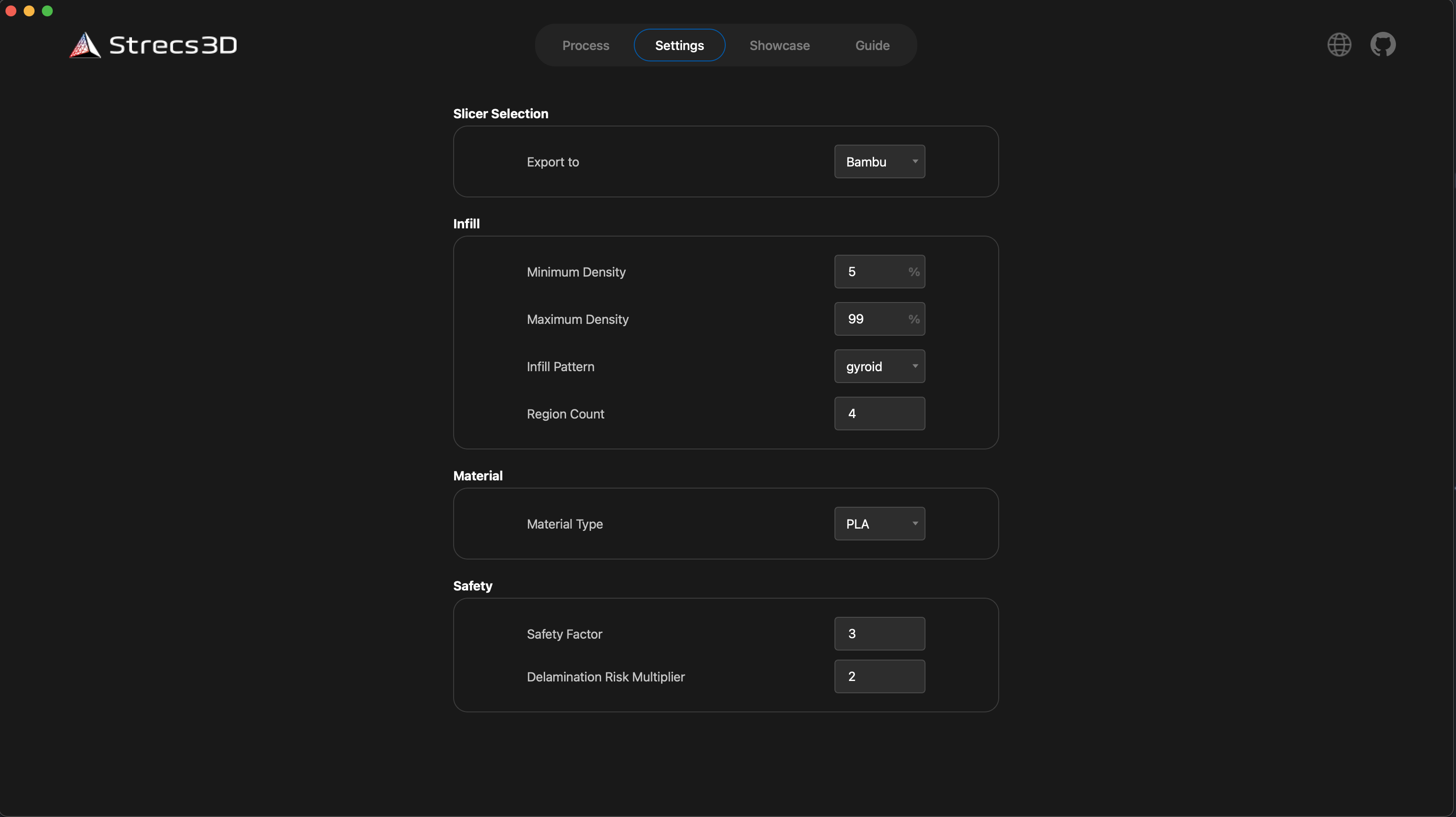 Configuration settings